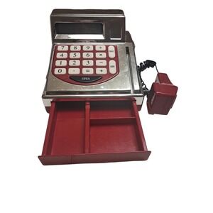 Vintage BATTAT Toy Cash Register Calculator w/ Drawer Working Scanner Debit Card